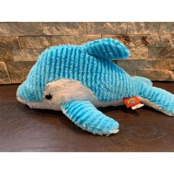 Adventure Planet Dolphin 15" Plush Sea Ocean Stuffed Animal Blue White Toy- B11 - Picture 2 of 5